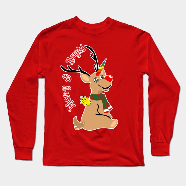 Red Nosed Reindeer Long Sleeve T-Shirt by KolJoseph